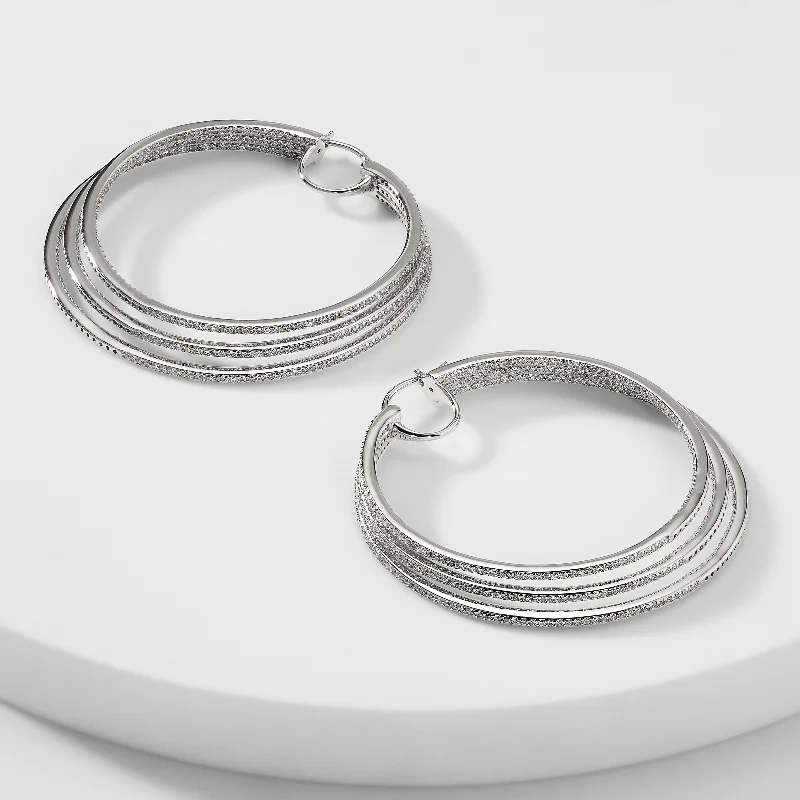 DRAMATIX STERLING SILVER TRIPLE HOOP EARRINGS