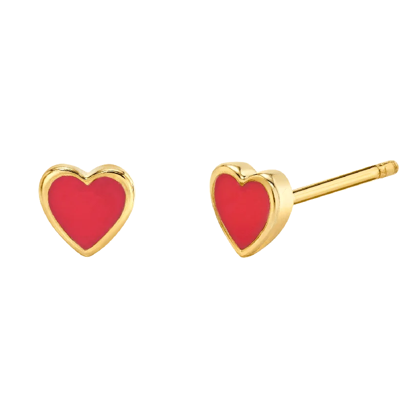 Enamel Heart Shape Studs