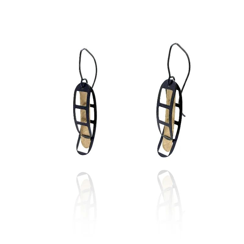 Film Strip Earrings - Gold and Black