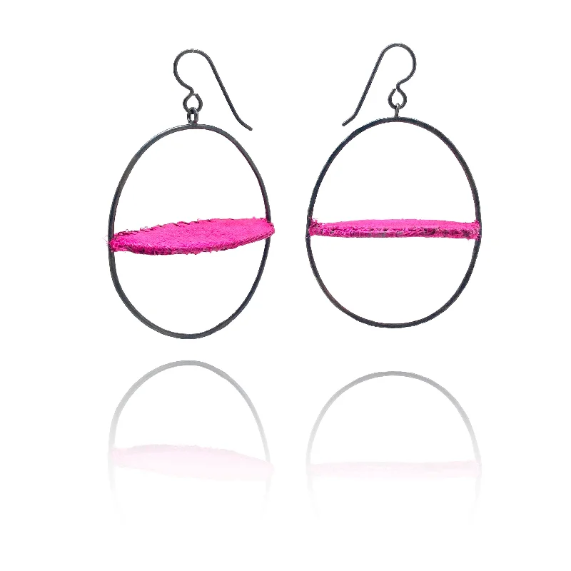 Floating Horizontal Pink Earrings