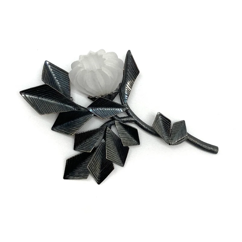 Geometric Floral Acrylic and Silver Brooch