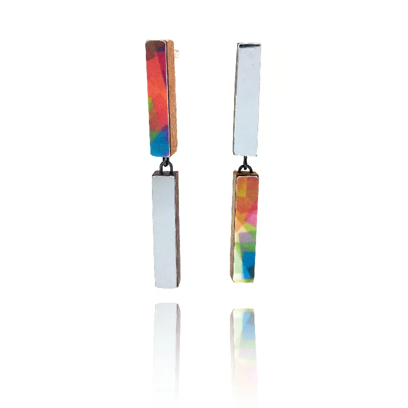 Geometric Metallic and Rainbow Earrings