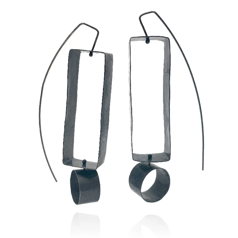 Geometric Oxidized Silver Earrings