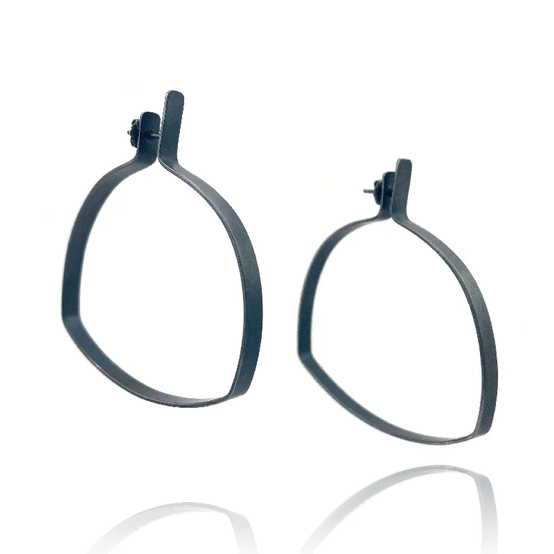 Geometric Oxidized Sterling Silver Hoops