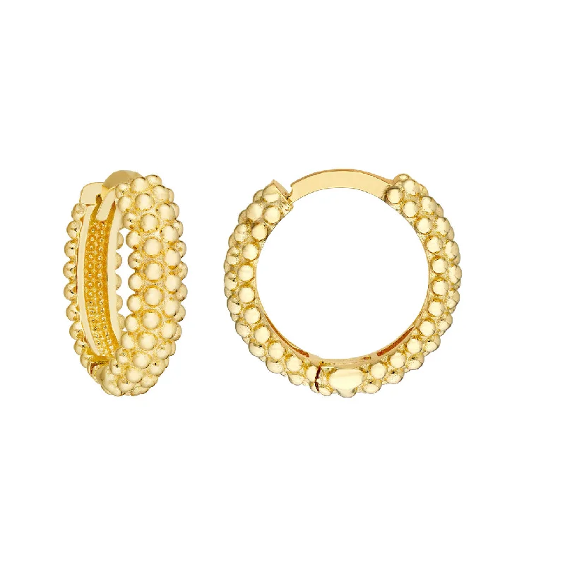 Gold Beaded Texture Huggie Hoops