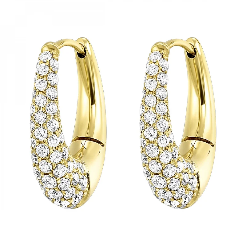 Gold Diamond Pavé Domed Hoops