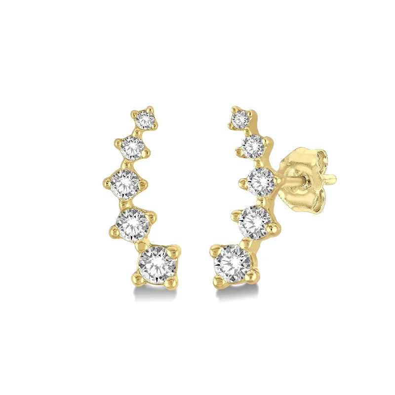 Gold Petite Diamond Climber Studs