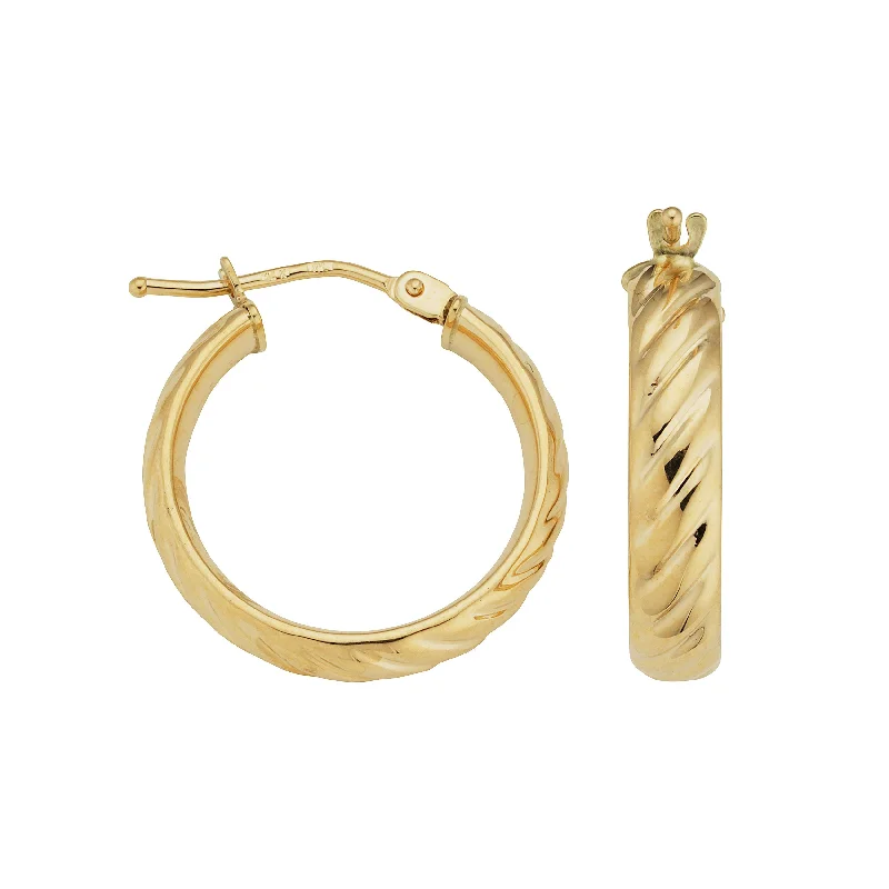 Gold Ribbed Hoops