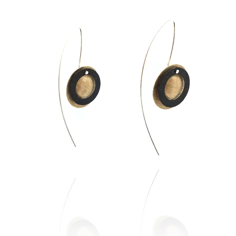 Gold Vermeil and Black Double Circle Earrings