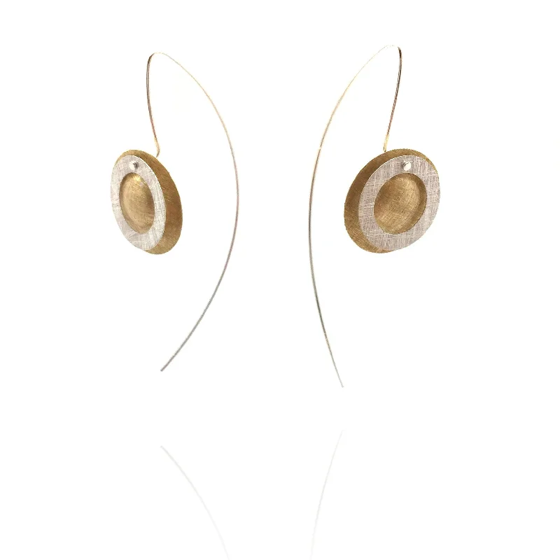 Gold Vermeil and Silver Double Circle Earrings