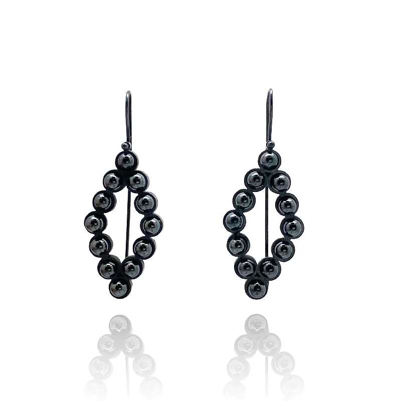 Hematite Diamond Dot Earrings