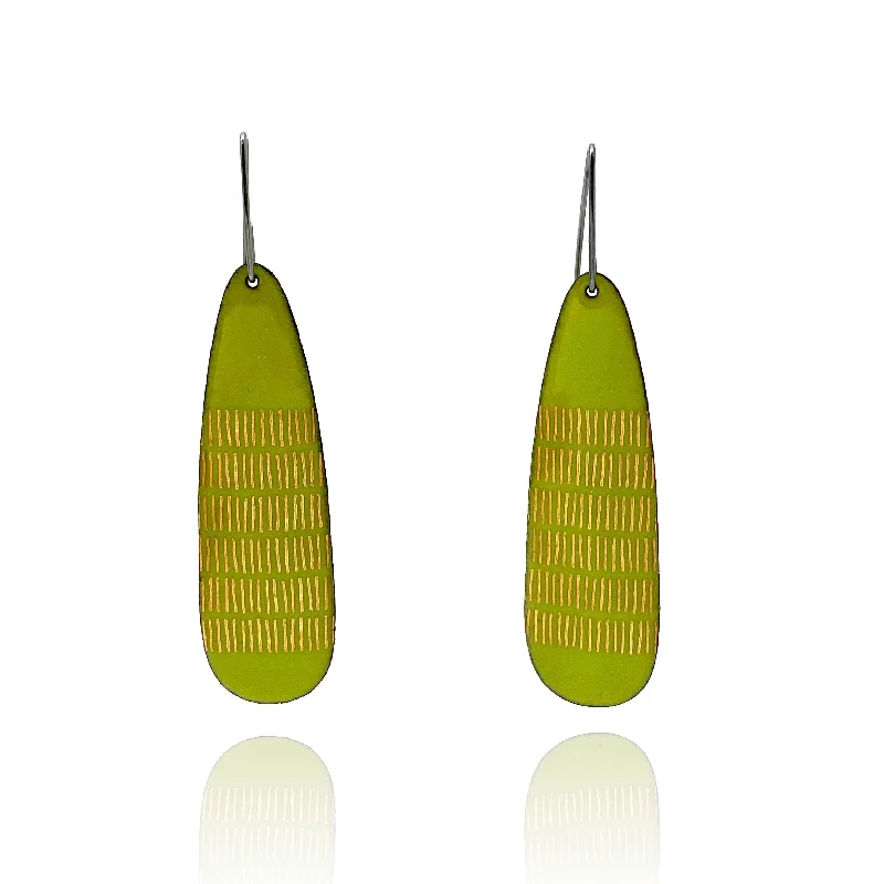 Light Green Enamel Earrings