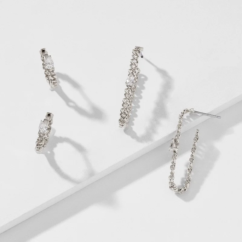 LUX CHAIN HOOP SET OF EARRINGS