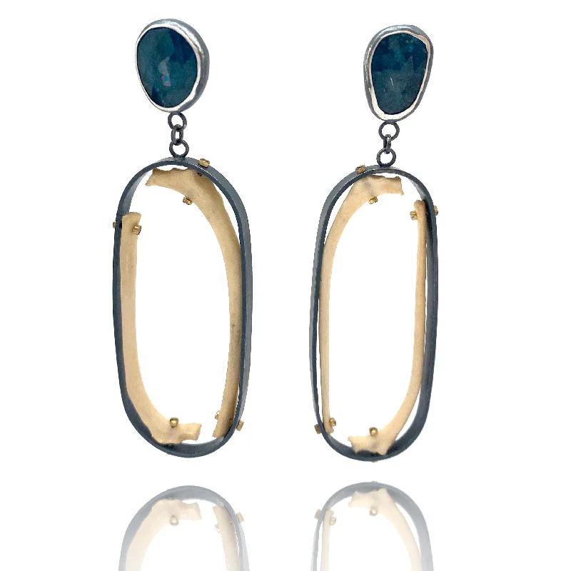 Of Mineral And Marrow Earrings - Rabbit and Kyanite