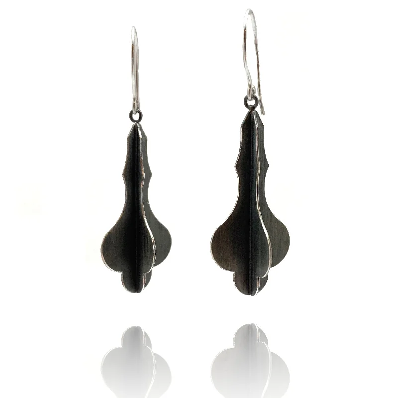 Oxidized Fleur De Lis Earrings