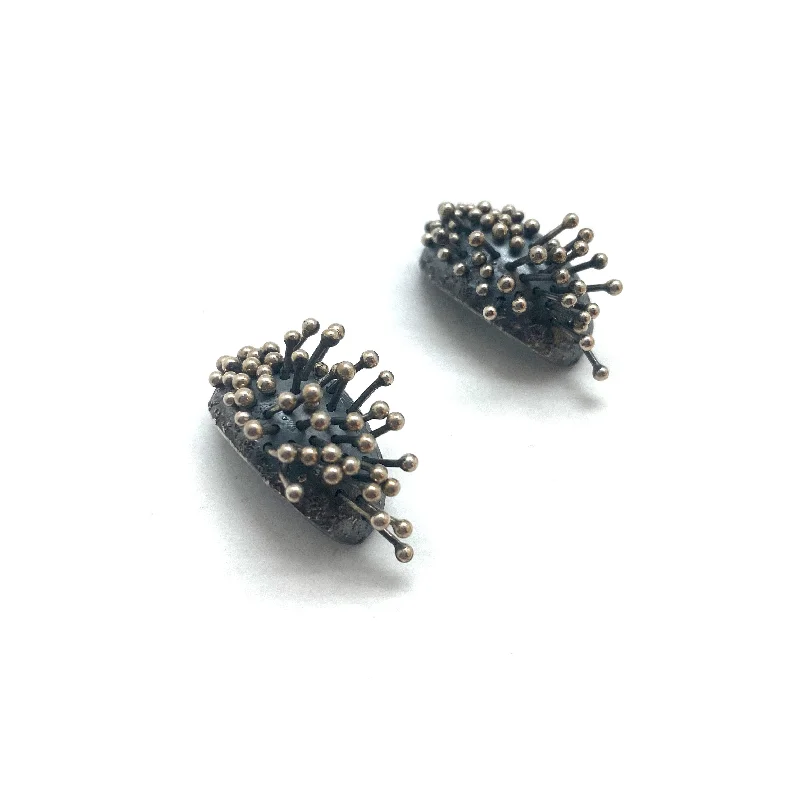 Oxidized Silver Huggie Earrings