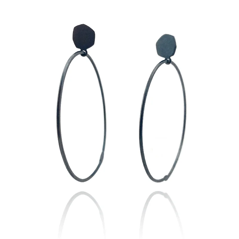 Oxidized Sterling Silver Hoops