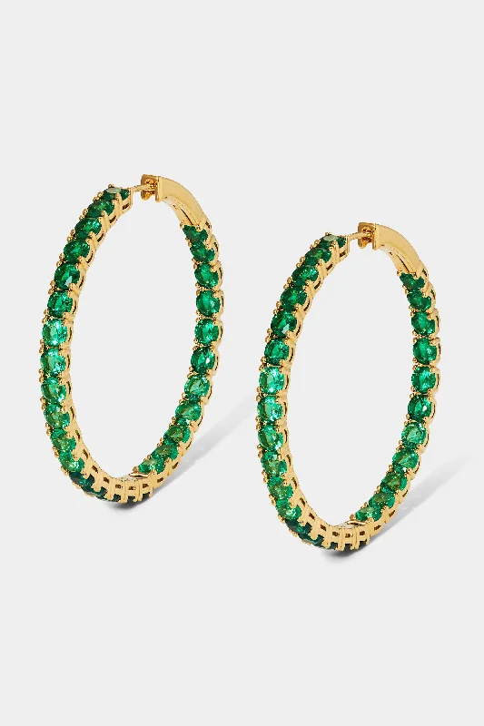 PERFECT TENNIS GREEN CZ HOOP EARRINGS