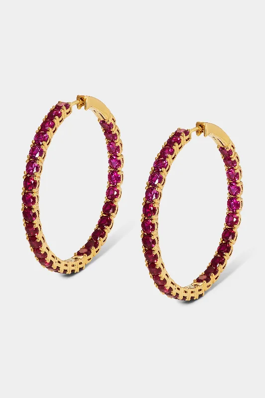 PERFECT TENNIS PINK CZ HOOP EARRINGS