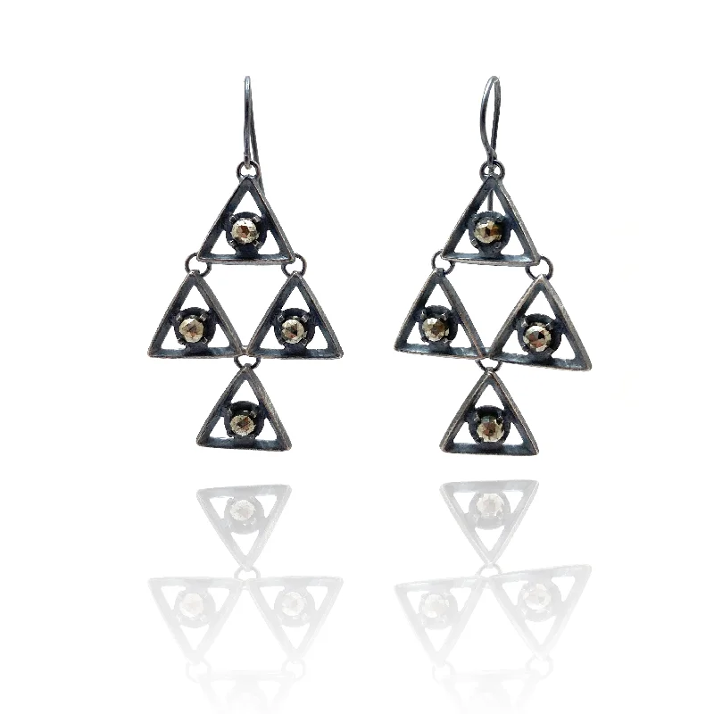 Pyrite Pyramid Earrings