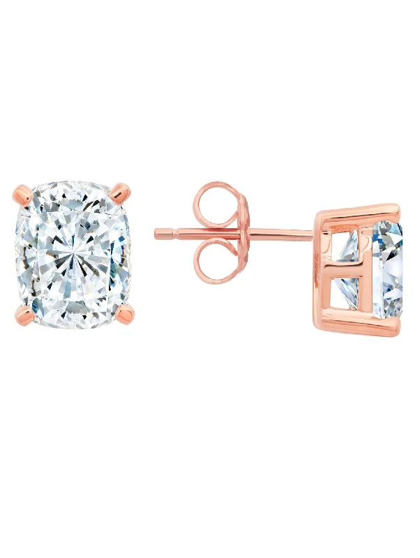 Radiant Cushion Cut Earrings Finished in 18kt Rose Gold