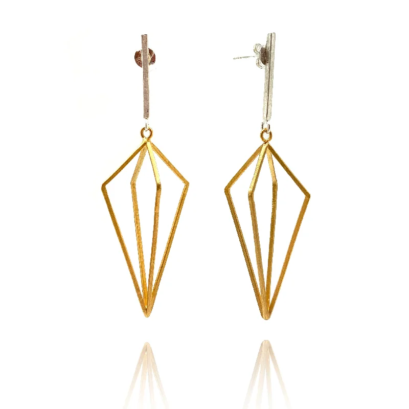 Diamond Drop Link Earrings - Gold/Silver