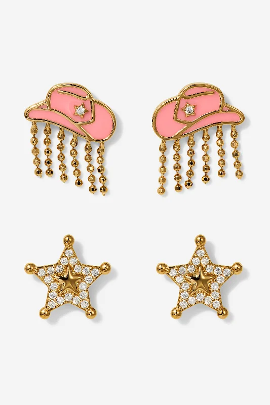 RIDE OR DIE COWBOY STUDS SET OF EARRINGS