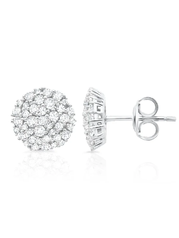 Round Cluster Earrings in Platinum