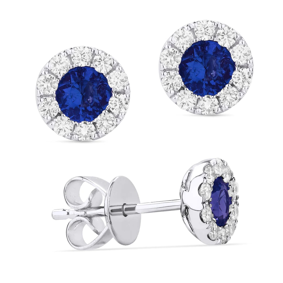 Sapphire Studs with Diamond Halos