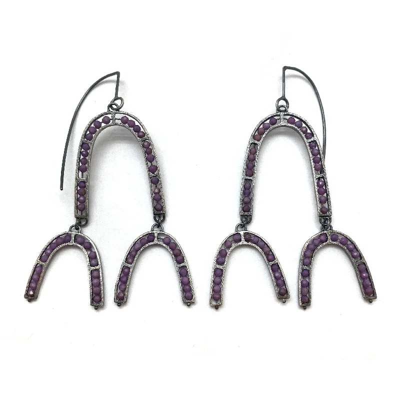 Segment Triple Arch Earrings - Phosphosiderite