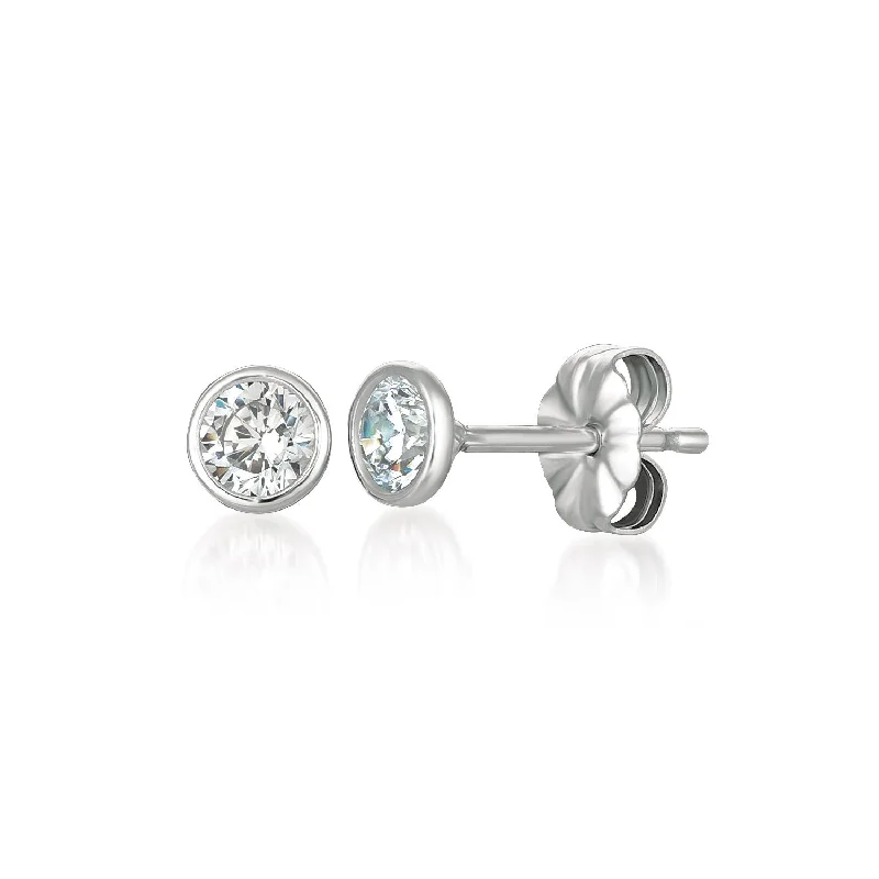 Small 1ct Bezel Earrings in Platinum