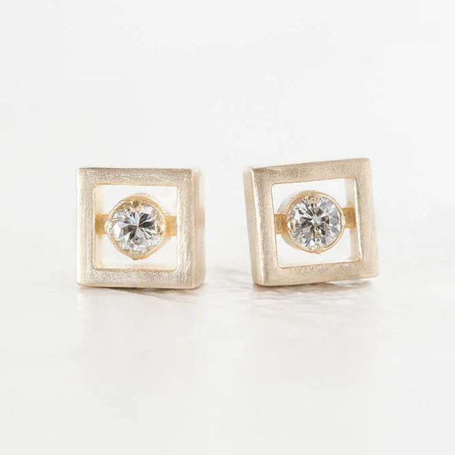 Floating Square Diamond Earrings