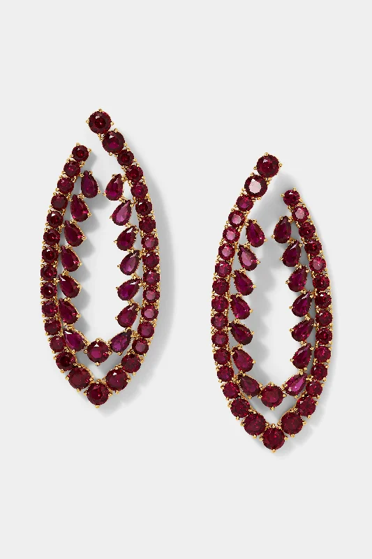 STARLET RED CZ FRONTAL EARRINGS