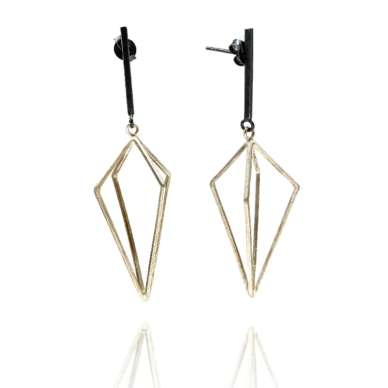 Sterling SIlver Diamond Drop Link Earrings