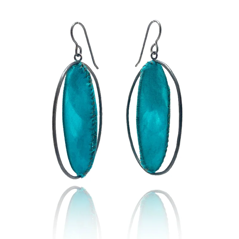 Teal Oval Earrings