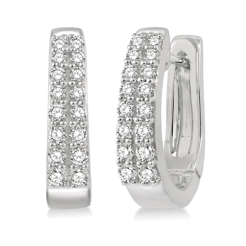 Double-Row Diamond Huggie Hoops