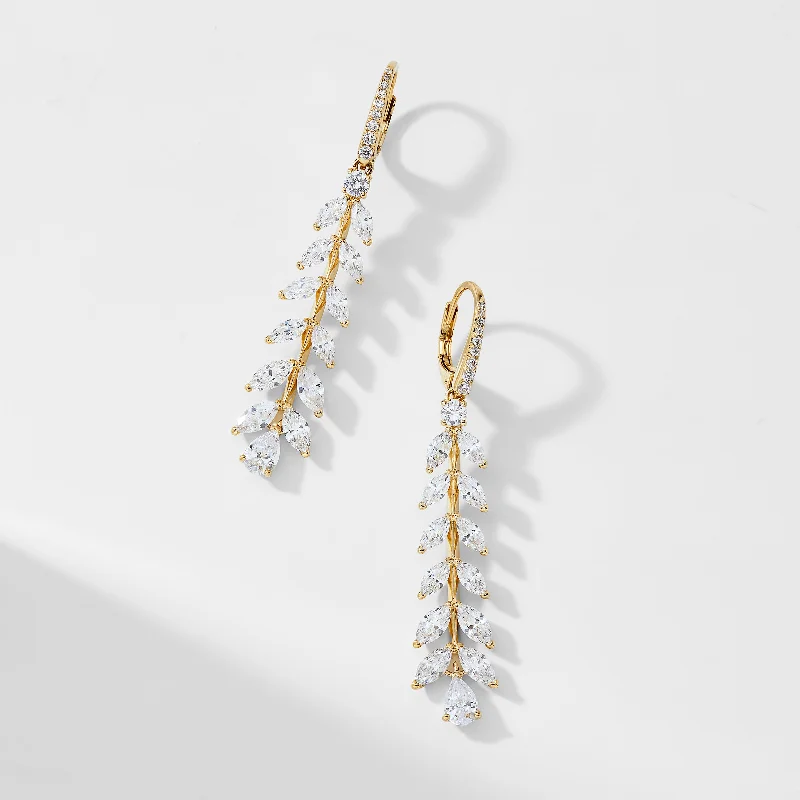 WILDFLOWER VINE CZ LEVERBACK EARRINGS