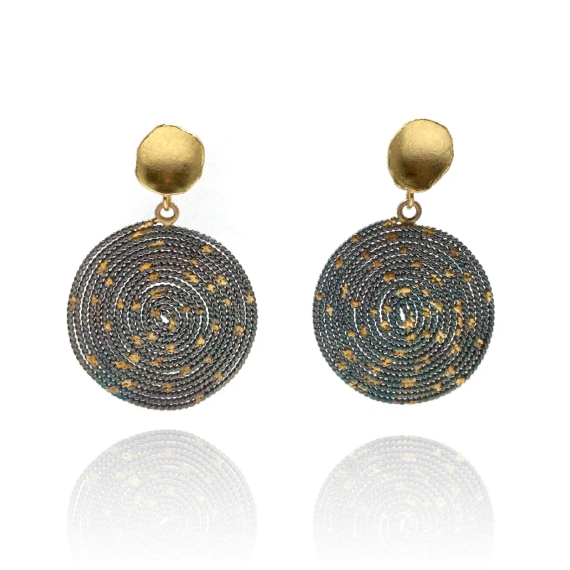 Woven Sterling Silver and Gold Earrings