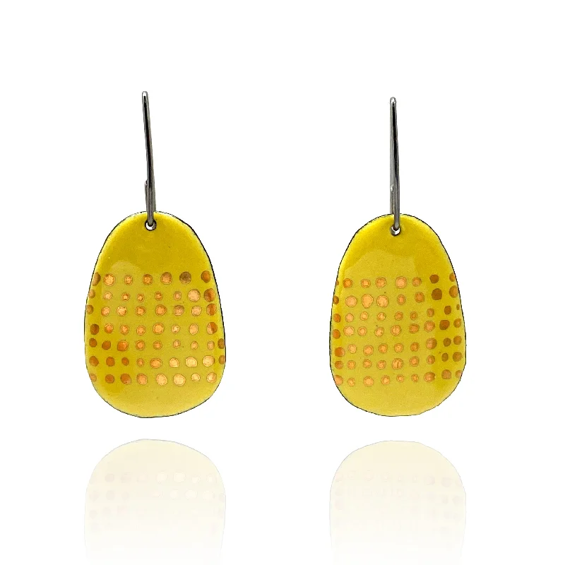 Yellow Enamel Earrings