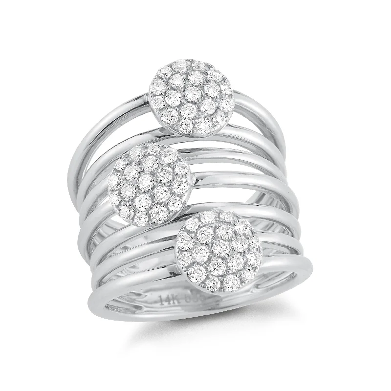 Multi Row Diamond Cluster Ring