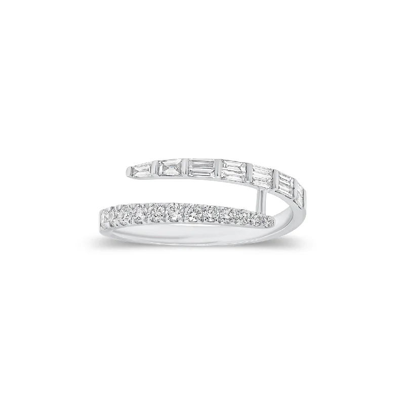 Baguette & Round Diamond Wrap Ring