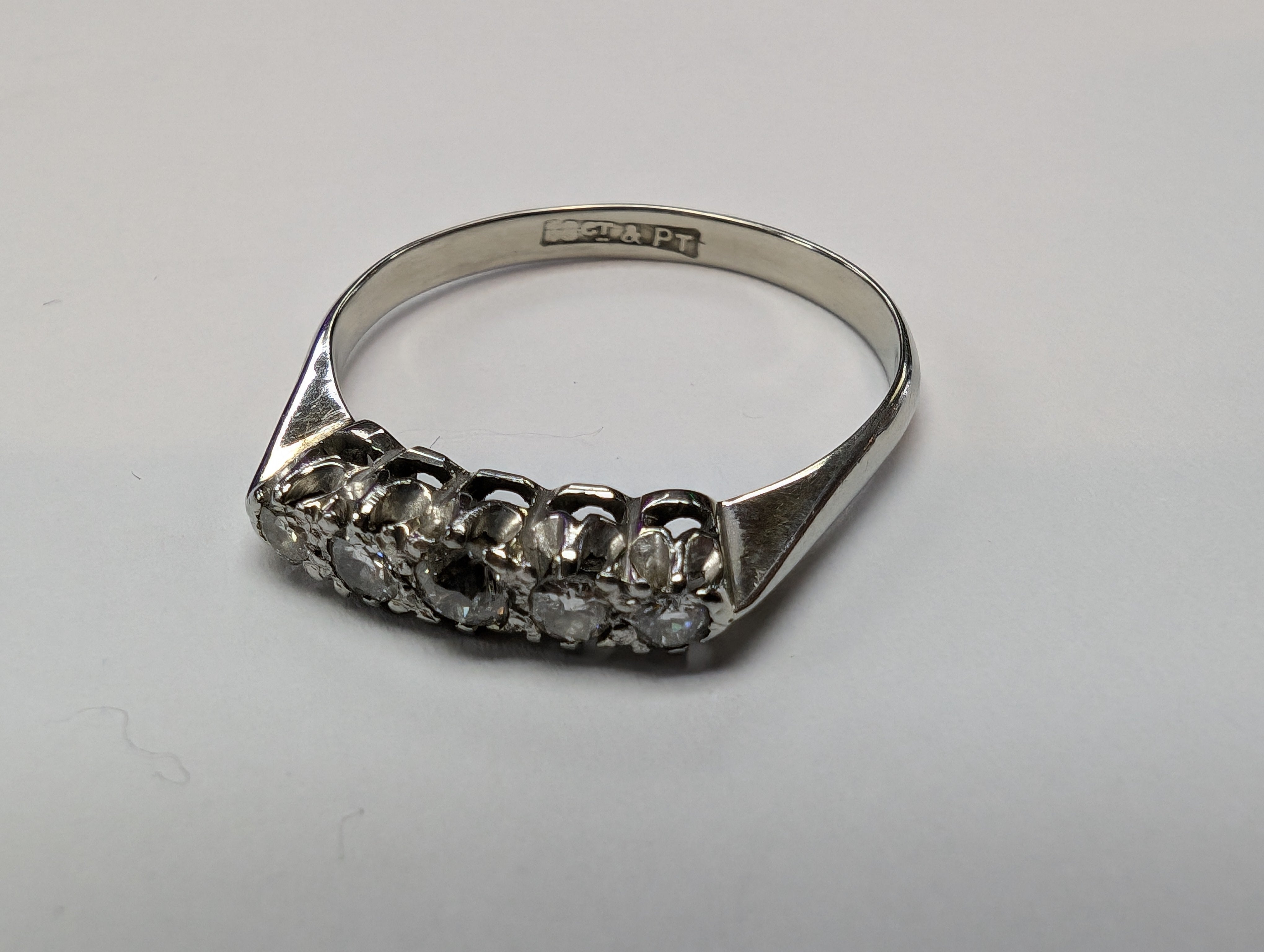 18CT GOLD/PLATINUM DIAMOND RING SIZE P.5 PRESTON STORE