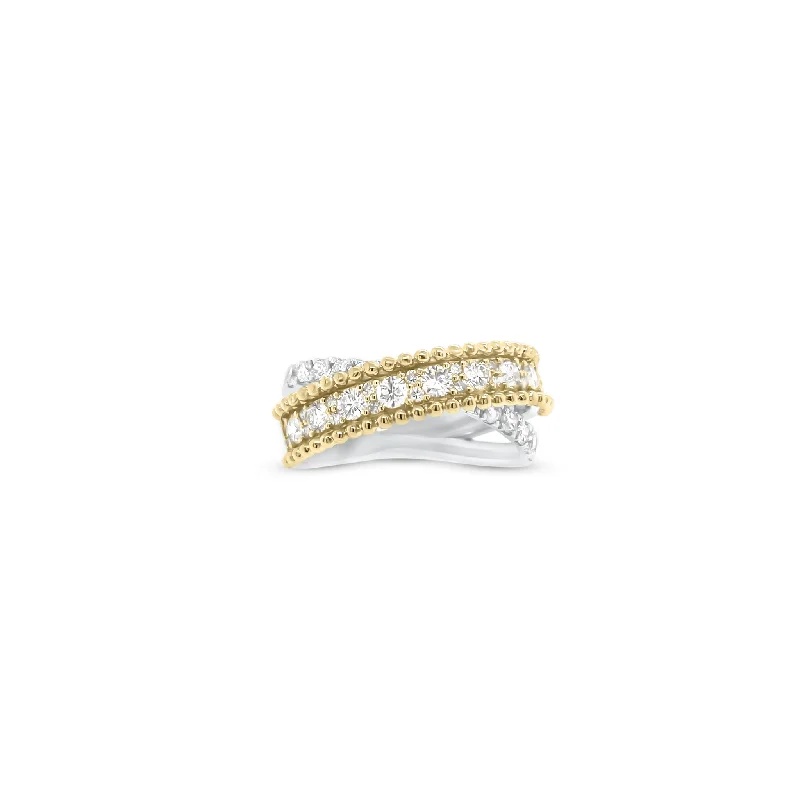 Diamond & Two-Tone Gold Crossover Ring