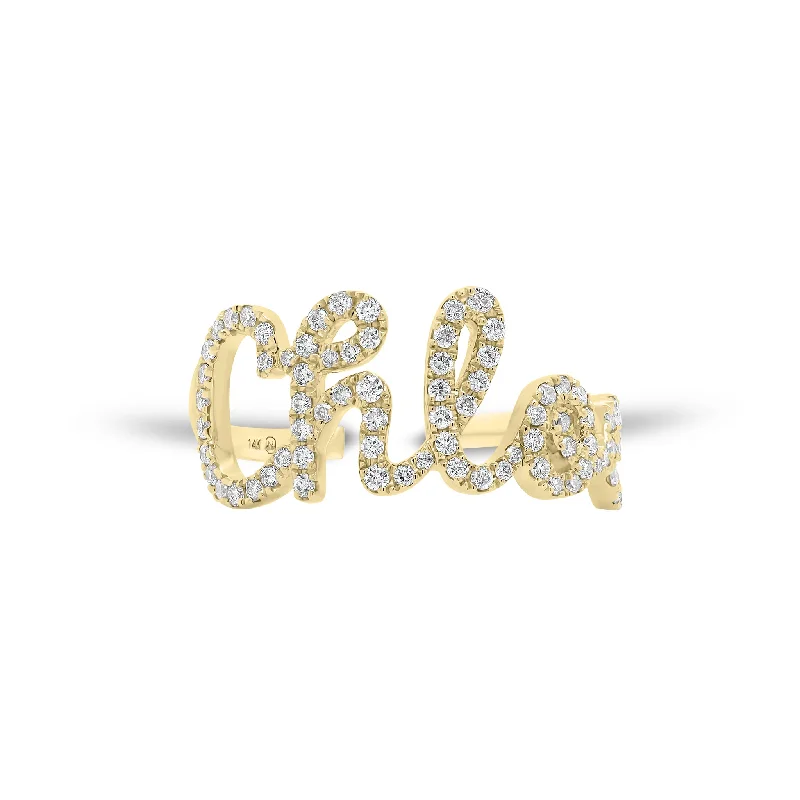 Diamond Script Name Ring