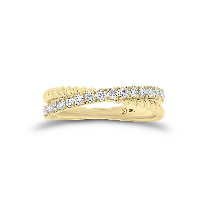 Diamond & Twisted Gold Crossover Ring