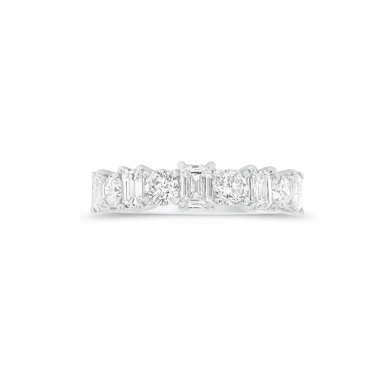 Emerald-Cut & Round Diamond Wedding Band