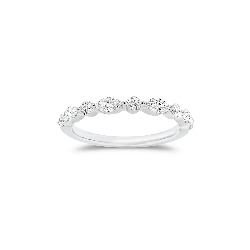 Marquise-Shaped & Round Diamond Wedding Band