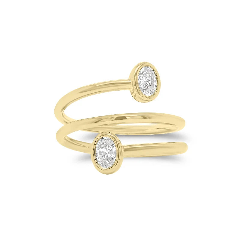 Bezel-Set Oval Diamond Wrap Ring