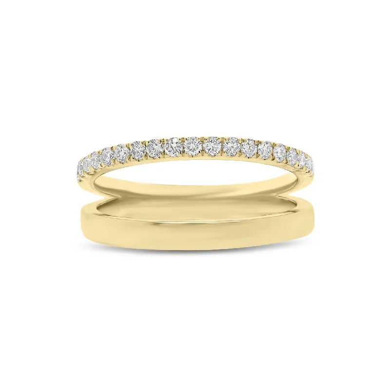 Diamond Double-Banded Open Ring