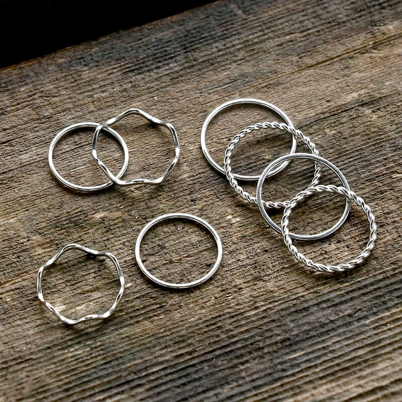 8 Pieces Stainless Steel Minimalist Ring Set